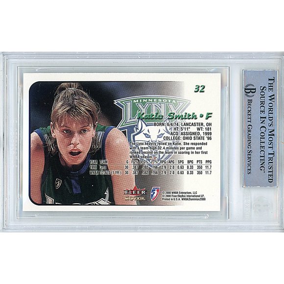 Katie Smith Signed 2000 WNBA Dominion Basketball Card Beckett Lynx Autograph - Picture 2 of 5